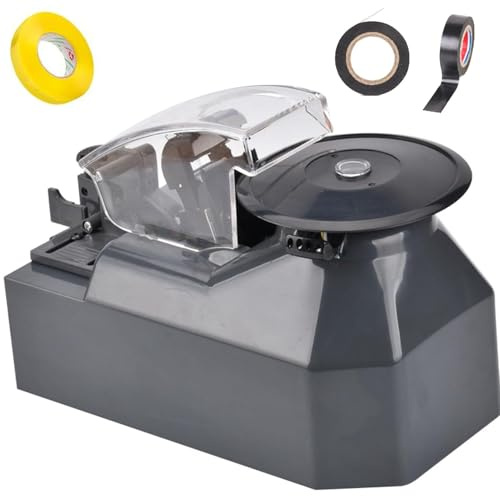 Elektrisk tejpdispenser, roterande skivtejpskärmaskin med transparent lock, tejpbredd 3-25 mm, längd 8-70 mm, automatisk avkänning av skärning, för fabriker, skolor, presentbutiker