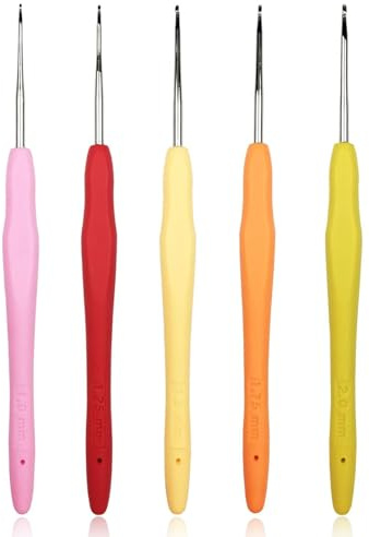 SWYZOR 5 Piezas Agujas Crochet, 5 Tamaños Agujas de Ganchillo con ErgonóMico Suave Antideslizante Mangos De Silicona,Juego Aguja Tejer Crochet,Ganchillo Set,Kit Conjunto Agujas de Ganchillos