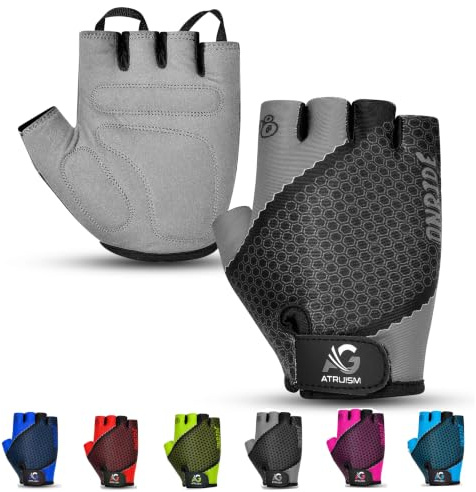 ATRUISM GEAR Kids Bike Gloves, Fingerless Cycling Gloves for Boys & Girls, Ages 2-8, MTB, BMX, Mountain Biking (GREY, L (10-15 YEARS))