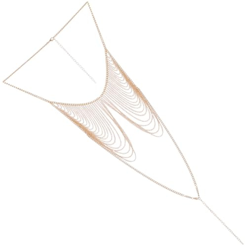 Chaîne Corporelle Femme en Alliage Or, Accessoire de Poitrine Élégant | Style Unique, Effet Accrocheur, pour Voyage et Bars, Couleur Or, Pièce Unique