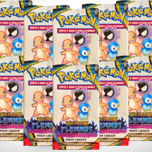 Lot de 10 Boosters Pokémon Pack Loisir Méga-Évolution Flammes Fantasmagoriques ME2 - Version Française - Boosters Neufs et Scellés