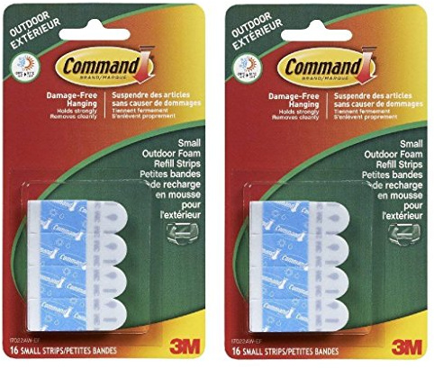 Command Outdoor Foam Hanging Strip Refills, Small, 16-Strips (17022AW-ES),2 Packs, White, 32 Strips, Outdoor