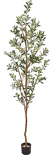 Nearly Natural 82in Artificial Olive Tree, Faux Greenery with Lifelike Branches for Indoor Home Decor