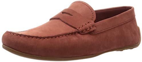 Clarks herr reazor penny mockasin, Röd röd nubuckla, 41 EU