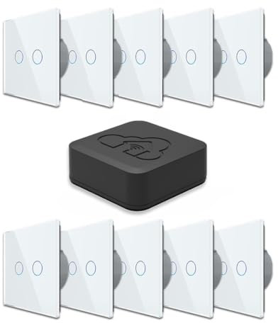 SmartHome Funk Starterparket in weiß 10 x Jalousie- Rollladenschalter Everhome Box Touch Funklichtschalter Ferngesteuert mit Glasblende Markiese Smartphone Lichtsteuerung über Amazon Starterpaket-2