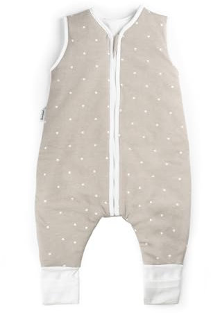 Ehrenkind® Baby Sommerschlafsack mit Füßen 1.0 TOG aus weicher OEKO-TEX zertifizierter Bio-Baumwolle | Sommer Schlafsack | Baby Schlafsack Gr. 80 Taupe mit weißen Sternen | 1 Tog