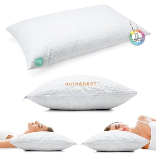 Zeropuntosei Cuscino Cervicale Memory Foam AutoAdattivo Energetico Guanciale Ortopedico per Supporto al Collo Ergonomico Traspirante Antirussamento Anallergico Federa Lavabile