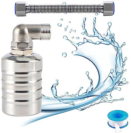 1/2 3/4 Automatisches Schwimmerventil Wasserstandsregelventil,304 Edelstahl Schwimmer Kugelhahn mit 30cm Wellrohr und Dichtungsband,Schwimmerventil Wasserstandsregelung (Seitenwasseraufnahme 1/2'')