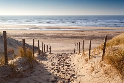 HUBDECO Leinwand Bilder Wohnzimmer - Bilder, Poster, Kunstdrucke - Leinwandbild - Bild auf Leinwand - Tolle Zimmerdekoration - Schlafzimmer Bilder - 120x80 cm Natur Das Meer