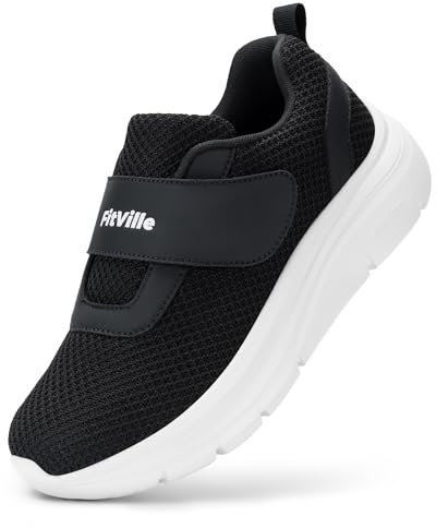 FitVille weite Reha Sneaker Damen Schuhe Turnschuhe mit Klettverschluss 38 EU Schwarz