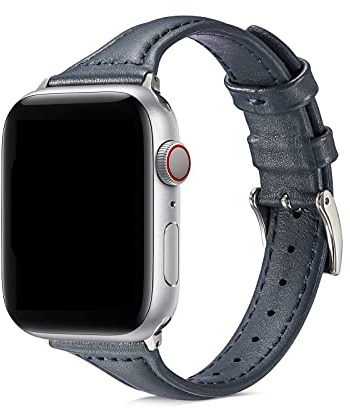 Sportband kompatibelt med Apple Watch 40 mm klockband i läder, smalt läder, ersättningsarmband justerbart handledsband kompatibelt med Apple Watch 38 mm 40 mm 41 mm läderarmband Series 9 8 7 6 5 4 3 2