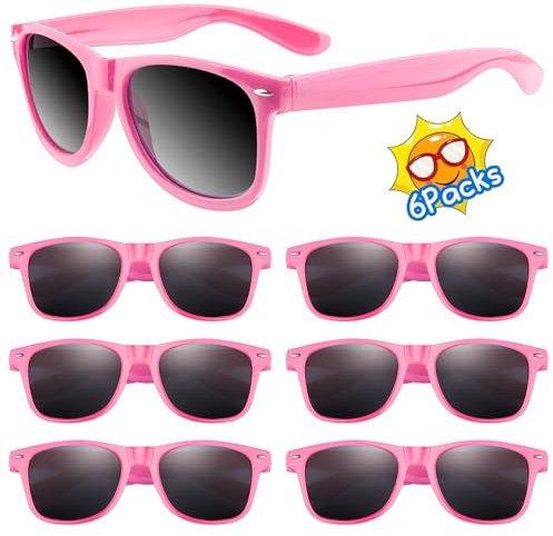 ASTARON Retro Vintage Sonnenbrillen Bulk, 6 Pack polarisiert Günstige Neon Sonnenbrillen Bulk für Frauen und Männer(Rose)