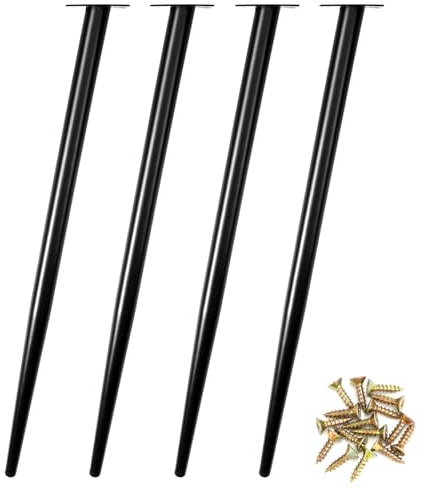 QWORK® 4er-Set Metall Tischbeine 72 cm - Schräge Kegel Möbelbeine mit Kratzfesten Kappen für Couchtisch/Nachtständer/Schränke/Stühle