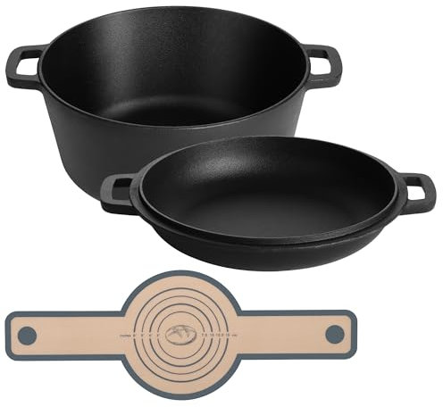 E-far Cocotte en fonte avec couvercle - Noir - 5 litres