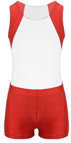 Jhaoyu Kinder Jungen Turnanzug ärmellose Ballett Trikot Leotard Tanzbody und Shorts Kurze Hose Ballettanzug Wettbewerb Gymnastikanzug Weiß 134-140