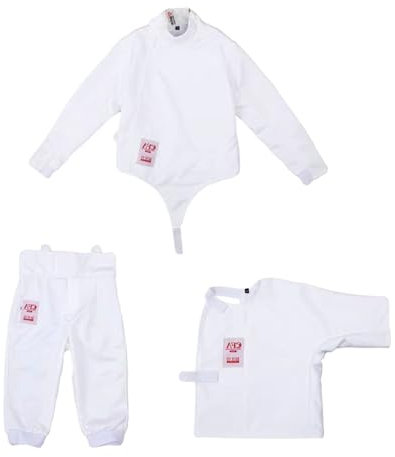WRYSQBHJYB 450N Fechtuniform, 3-teiliger Professioneller Fechtanzug, Fechtausrüstung, Fechtjacke-Hosen-Westen-Set für Florett-Degen-Säbel (Linkshänder)(50#)
