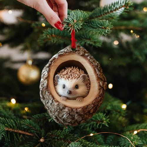 Weihnachten Acryl Tier Decor, 2D Weihnachtsbaum Anhänger, Weihnachtsbaumschmuck Eichhörnchen Igel Für Wohnzimmer Schlafzimmer