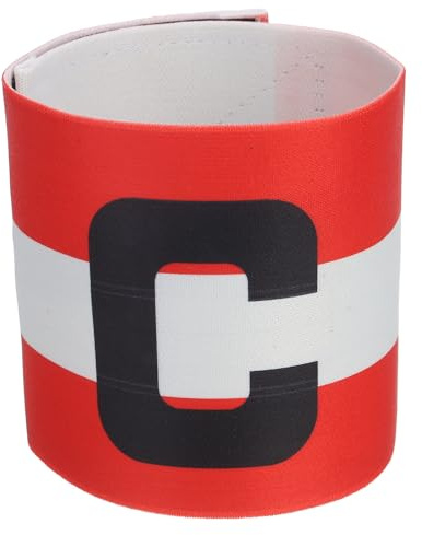 PATIKIL Fascia Capitano Calcio, Fascia Braccio Capitano Calcio Fascia Braccio C Elastica per Capitano Sportivo Fascia Capitano per Gioventù Squadra Calcio Allenamento Rosso/Bianco