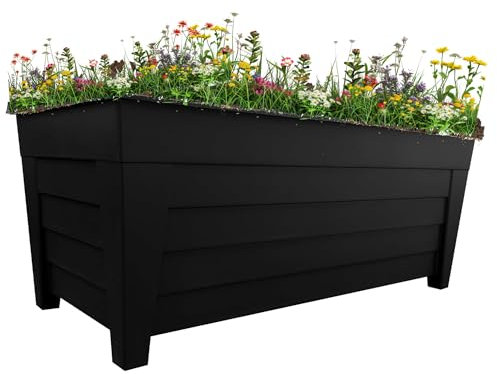 STORM TRADING GROUP 2 Black Grosvenor Troughs 55cm Long Flower Planters For Office, Home, Balconies, Gardens, Greenhouses, Decking & Patios