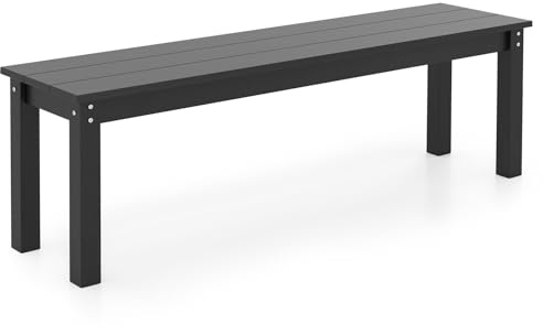 COSTWAY Panchina da Esterno in HDPE 140 x 35 x 45 cm, Panca da Giardino Senza Schienale per 2-3 Persone, Panchina dello Spogliatoio per Patio e Cortile, Portata 340 kg (Nero)