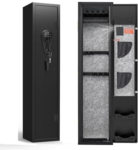 Armadio Portafucili Acciaio Cassaforte Elettronica con Combinazione e Sistemas di Allarme Due Metodi di Sblocco Cassaforte per Armi per Custodire Armi, Oggetti di Valore e Contanti