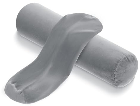 2 fundas de almohada para cuello cervical, fundas de almohada redondas suaves con cremallera oculta, fundas de almohada cilíndricas para cojín cilíndrico, solo funda de almohada (16 x 6 pulgadas, gris