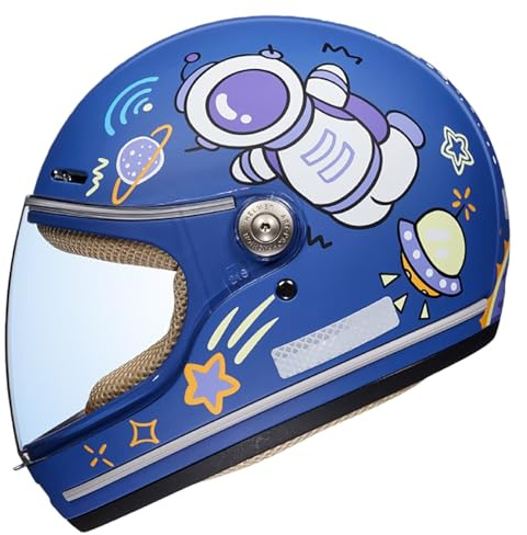 Casco Integral De Motocicleta para Niños, Casco De Crucero para Bicicleta O Scooter para Niños Y Niñas De 2 A 10 Años, Casco De Dibujos Animados para Niños con Visera. 1,(46-52CM)