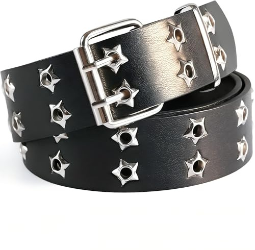 Cintura nera con borchie Y2k, cintura borchiata da 105 cm, cintura punk gotica per donne abiti emo cintura a stella