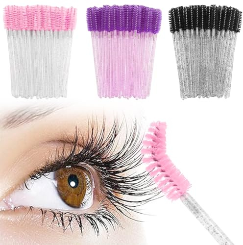 BAHME 150 Pcs Scovolini Mascara Monouso, Scovolino Ciglia con Manico in Cristallo Scovolini Ciglia, Pettinino per Ciglia Laminazione Ciglia Accessori Scovolini per Sopracciglia Extension Ciglia