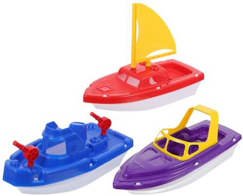 TOYANDONA 3 Pcs Kids Beach Boat Set – Floating Speedboat, Sailboat & Yacht Toys for Sand & Water Play – Large 28cm Bath Toys for Toddlers & Children – Ideal for Swimming Pools, Bathtubs