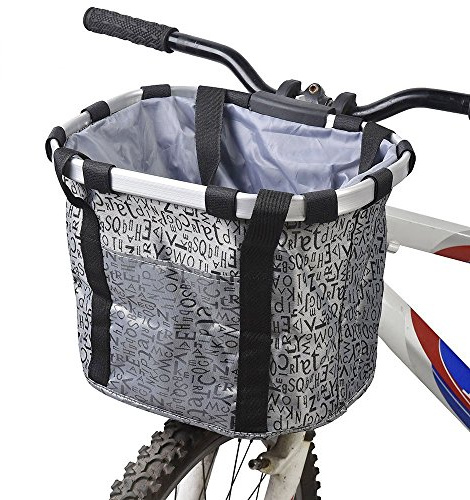 Redlution Cestino telaio in lega di alluminio per bicicletta, argento – supporto per manubrio, tela, tessuto Oxford