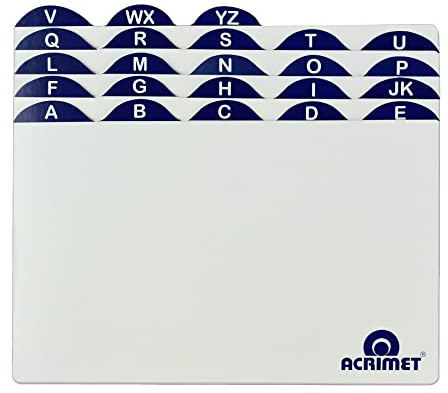 Guías de Tarjetas, Índice A-Z Acrimet 5” X 8” para Soporte de Tarjetas (Tarjetas Blancas con Pestañas Azules)