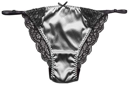 SilRiver Womens Silk SSiltring Bikini Satin Panties for Women Underwear Shiny Tanga Briefs Steel Grey