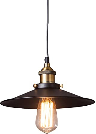 Vintage retro Edison loft pendellampa lampskärm retro industriell taklampa lampskärm lackerat järn paraply lampskärm land konst lampa (36 cm diameter)