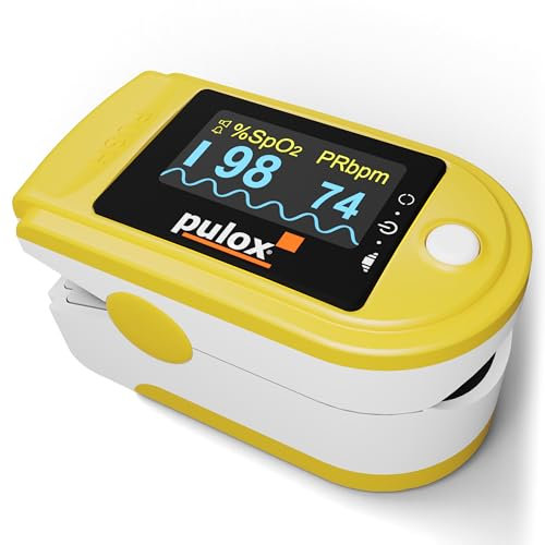 Pulox PO-200A Solo - Saturimetro Da Dito professionale certificato, con Display LCD con Letture Immediate Pulsossimetro misuratore Ossigeno (SpO2), Frequenza Del Polso (PR), per Adulti