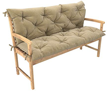 chilly pilley Cojín acolchado para banco balancín de dos piezas cojín para muebles de jardín con respaldo con cordones, amplia elección de tamaños y colores (150 x 50 x 50, capuchino)