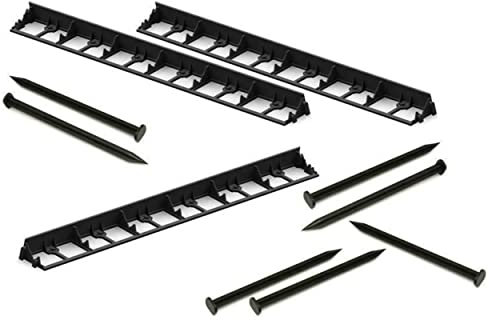 Lawn Edging and Garden Border with Heavy-Duty Pegs, 10m / 45mm high, Flexible Easy Install Gardening Edge for Flowerbeds, Vegetable Gardens, and Landscaping, Cut to Fit Sizing