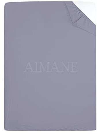 AIMANE® Single Fitted Sheet 90 x 190 CM Non Iron Percale Easy Care Poly Cotton Perfect for Single Size Mattress Grey