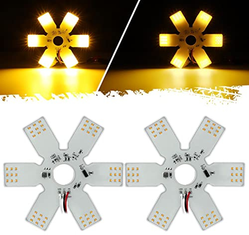 Partsam LED Air Cleaner Light 7.8 Inch Ultra-Thin Hex Style Dual Function Interior 54 Diodes Decorative Air Breather Lamp for Peterbilt Kenworth Freightliner Truck Trailer RV IP67 12-30V (Yellow)