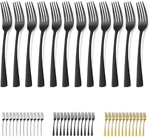 Bestdin Forchette 12 pezzi, Set di forchette da 20,5 cm (8,07 pollici), Forchette per posate eleganti, Forchette per la cena multifunzionale per casa/ristorante/hotel, Nero