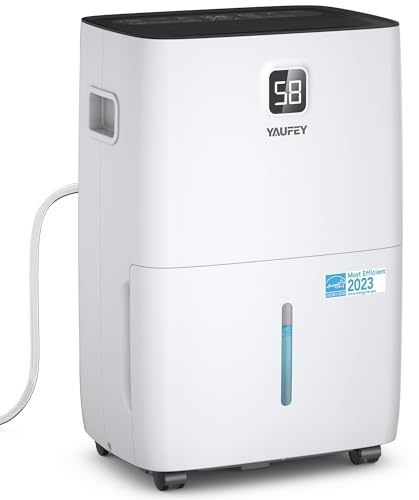 Yaufey 6000 Sq. Ft. Energy Star Certified Dehumidifier, Max 120 Pints Dehumidifier for Basement with Drain Hose, Smart Compressor with Intelligent Humidity Control, Dehumidifiers for Home Bedroom