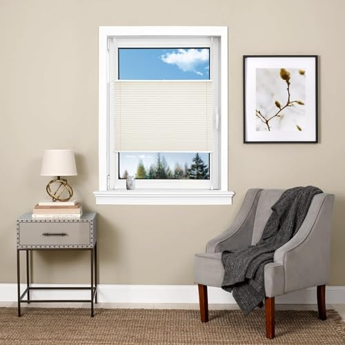 Plissee Nach Maß Ohne Bohren 60 x 60 cm Einfache Montage, Pflegeleicht Plissee Klemmfix Plisseerollo Inkl. Aller Montage-Teile für Fenster & Tür, Beige