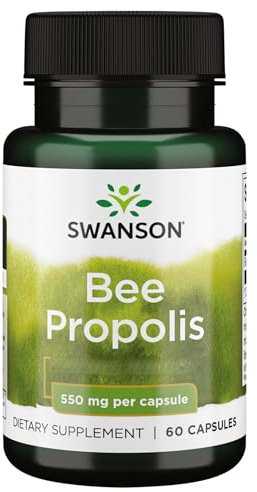 Swanson, Bee Propolis (Bienenpropolis), 60 glutenfreie Kapseln, 550mg Propolis je Dosis, Sojafrei, GMO frei, Geschmacksneutral