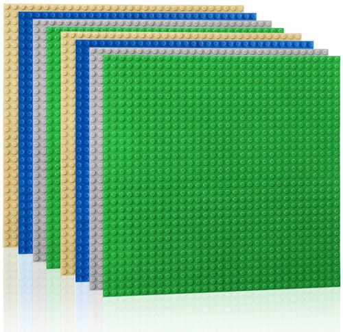 Etarnfly 8 Platten Set Bauplatte, Kompatibel mit Meisten Marken, 25 ×25cm Grau Grüne Blaue Sand Grundplatte