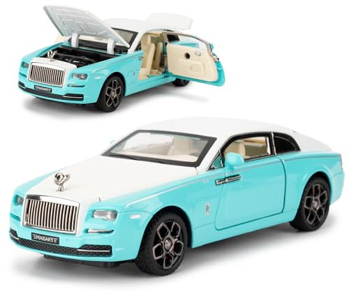 imtfzct 1/32 Rolls Royce Phantom Car Model, Sound and Light Toy Car with Pullback Function, Suitable for Collection Casting Zinc Alloy Car Model, Gift for Kids (Blue)