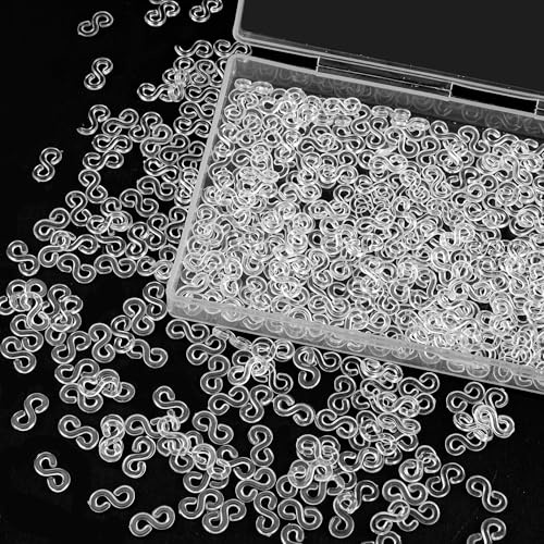 Dolaso 500 Pieces S Clips Loom Bands Clips Rubber Band Kit Plastic Connectors,Clear Loom Bands S Clips,Suitable for Craft Making DIY Bracelet Woven Connector Necklace Jewelry Accessories(Clear)