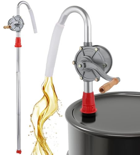 DASBET Oil Barrel Pump Aluminum Alloy Rotary Hand Crank Drum Pump Manual Barrel Oil Pump Tool Detachable Hand Cranked Fuel Transfer Pump Fit 5 to 55 Gallon Drums Fuel Transfer Drum Pump for Petrol Die