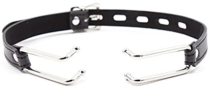 Bavaglio estremo per bocca, divaricatore per bocca, bavaglio per bocca con apertura della bocca, disponibile in tre colori, giocattolo erotico per flirtare in pelle per donne e coppie(Schwarz)