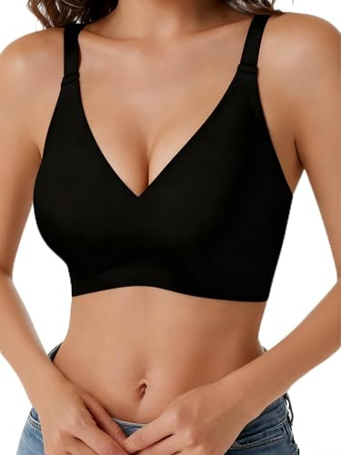 Curlady Jelly Bra for Women, Wireless Seamless Gel Bra with Deep V Neckline | Wireless jelly bra with soft gel support, seamless design and deep V neckline for comfortable everyday wear.