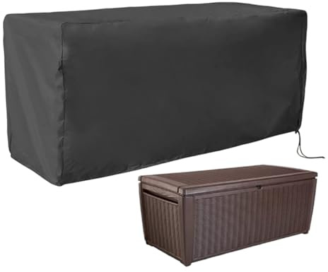 Funda De Baul De Almacenaje Jardin Exterior, Funda De Baul De Almacenaje Exterior, Fundas Protectora Mesa Exteriors Con Cordón, Anti-UV Cubiertas Para Muebles De Jardín Impermeable (130x60x71cm)